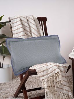 Maspar - Blue Solid 100%Cotton Rectangle Cushion Cover