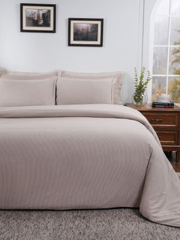 Maspar - Beige 100% Cotton Solid Duvet with 2 Pillow Covers (King)