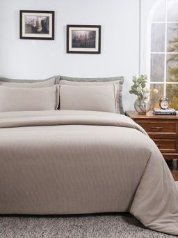 Maspar - Beige 100% Cotton Solid Duvet with 2 Pillow Covers (King)