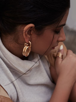 Pipa Bella by Nykaa Fashion - Rhea Kapoor x Pipa Bella Gold Plated Double Hoop Dangler Earrings