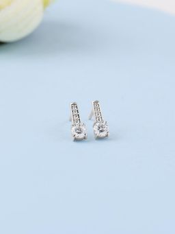 Ornate Jewels - 925 Silver 0.50 Carat Round American Diamond Dangle Earring For Women & Girls