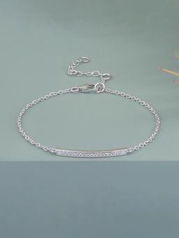 Ornate Jewels - 925 Silver Round American Diamond Trendy Adjustable Bracelet For Women & Girls