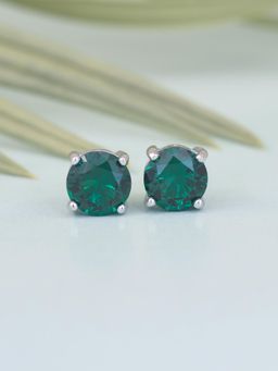 Ornate Jewels - 925 Silver 1.25 Carat Green Emerald Stud Earring For Women & Girls