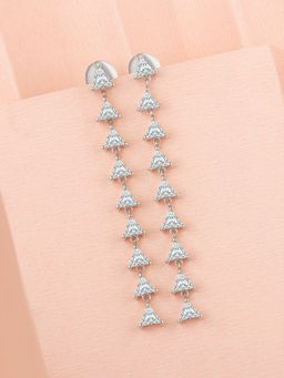 Ornate Jewels - 925 Silver Trillion American Diamond Dangle Earring for Women and Girls