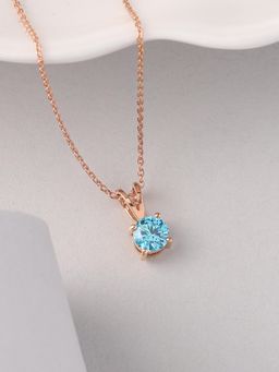 Ornate Jewels - 925 Silver 18K Rose Gold 0.5 Carat Blue Topaz Pendant With Chain for Women & Girls (Free Size)