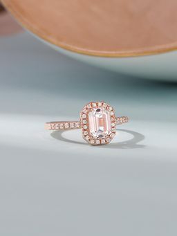 Ornate Jewels - 925 Silver 18K Rose Gold 1.5 Carat American Diamond Adjustable Ring for Women & Girls