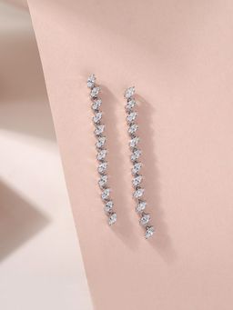 Ornate Jewels - 925 Silver Marquise American Diamond Sparkles Dangle Earrings for Women & Girls