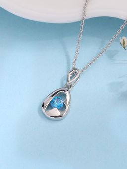 Ornate Jewels - 925 Silver Blue Topaz Heart Pendant with Chain for Women & Girls