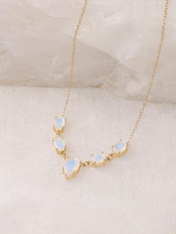 Ornate Jewels - 925 Silver 18K Gold Plated Rainbow Moonstone Necklace for Women & Girls