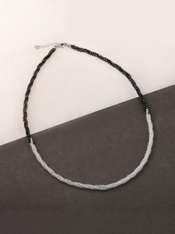 Ornate Jewels - 925 Silver Round Black Spinel And White Topaz Half N Half Necklace For Women & Girls