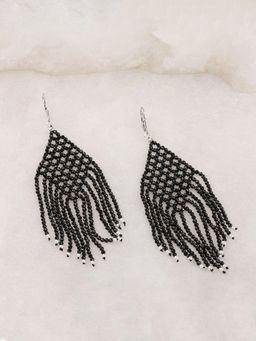 Ornate Jewels - 925 Silver Round Black Spinel Glam Dangle Earring For Women & Girls