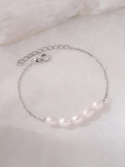 Ornate Jewels - 925 Silver Fresh Water Pearl Adjustable Bracelet For Women And Girls