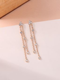Ornate Jewels - 925 Silver 18K Rose Gold American Diamond Aura Dangle Earring For Women And Girls