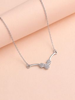 Ornate Jewels - 925 Silver American Diamond Flower Necklace For Women And Girls