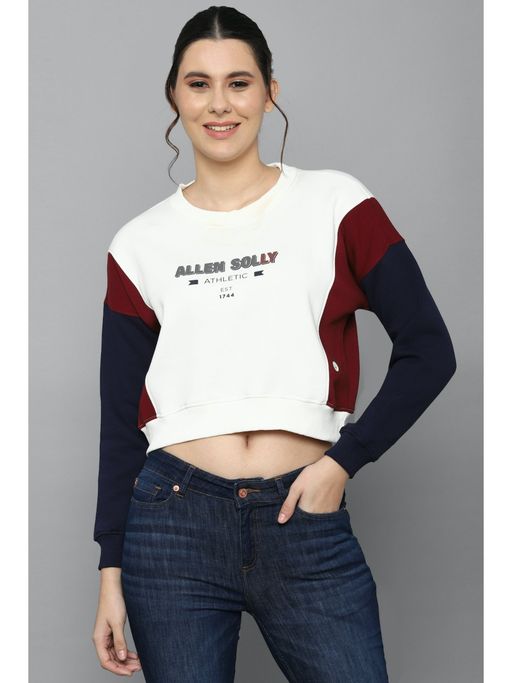 Buy Allen Solly White Color-block Sweatshirt Online