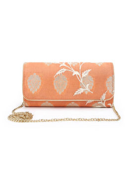 The Purple Sack - Orange Printed Clutch