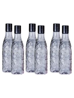 Kuber Industries - School & Gym Unbreakable Freezer Proof Fridge Water Bottle Pack of 6 Black