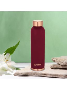 Kuber Industries - Copper Water Bottle With Added Health Benefits of Copper Maroon 950 ml