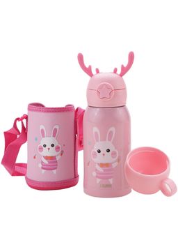 Kuber Industries - Water Bottle for Kids Bunny Design Stainless Steel Leak Proof, BPA Free500 ml