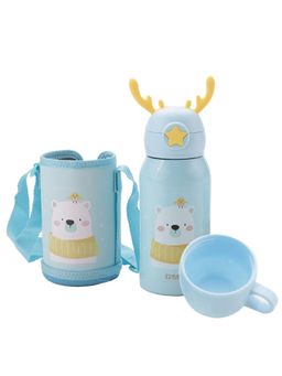 Kuber Industries - Water Bottle for Kids Stainless Steel Flask with Straw Cup & Fabric Cover 500 ml