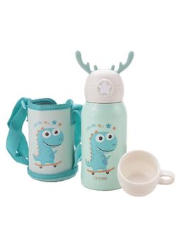 Kuber Industries - Water Bottle for Kids Stainless Steel Flask with Straw, Cup & Fabric Cover 500 ml