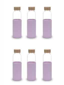 UMAI - Borosilicate Glass Water Bottle with Sleeve 550ml (Purple) Pack of 6