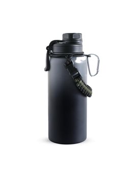 Kuber Industries - Steel Flask Water Bottle with Rope 960 ML Black & Gray