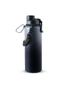 Kuber Industries - Steel Flask Water Bottle with Rope 1200 ML Black & Gray