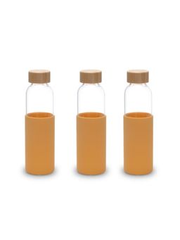 Kuber Industries - Glass Bottle Travel Round Bottle 550 ML Set of 3 Yellow