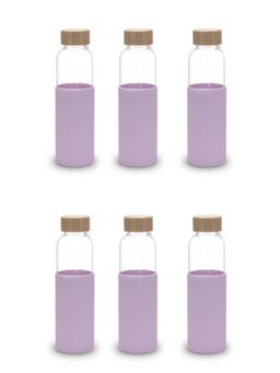 Kuber Industries - Glass Bottle Travel Round Bottle 550 ML Set of 6 Purple