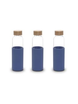Kuber Industries - Glass Bottle Travel Round Bottle 550 ML Set of 3 Blue