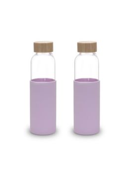 Kuber Industries - Glass Bottle Travel Round Bottle 550 ML Set of 2 Purple