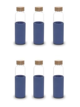 Kuber Industries - Glass Bottle Travel Round Bottle 550 ML Set of 6 Blue