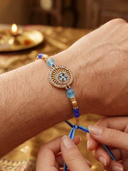 LUCKY JEWELLERY - Designer Evil Eye Rakhi for Brothers with Roli Chawal and Card