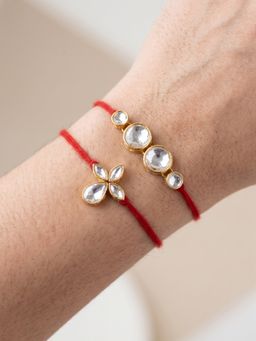 LUCKY JEWELLERY - Rakhi for Bhaiya/Bhabhi Red Thread Raksha Bandhan Rakhi (Pack of 2) (Pack of 2)