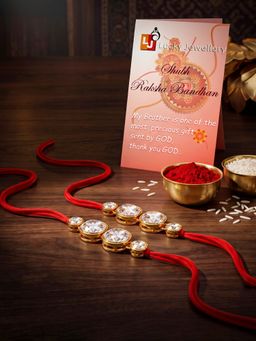 LUCKY JEWELLERY - Rakhi for Bhaiya/Bhabhi Red Thread Raksha Bandhan Rakhi (Pack of 2) (Pack of 2)