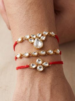 LUCKY JEWELLERY - Rakhi for Bhaiya/Bhabhi Red Thread Raksha Bandhan Rakhi (Pack of 3) (Pack of 3)