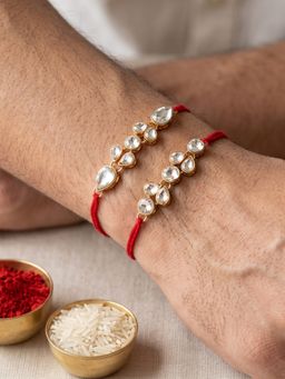 LUCKY JEWELLERY - Rakhi for Bhaiya/Bhabhi Red Thread Raksha Bandhan Rakhi (Pack of 2) (Pack of 2)