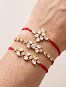LUCKY JEWELLERY - Rakhi for Bhaiya/Bhabhi Red Thread Raksha Bandhan Rakhi (Pack of 3) (Pack of 3)