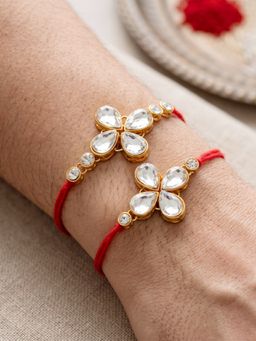 LUCKY JEWELLERY - Rakhi for Bhaiya/Bhabhi Red Thread Raksha Bandhan Rakhi (Pack of 2) (Pack of 2)