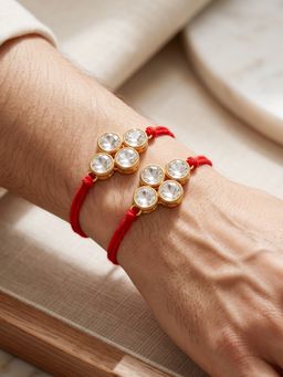 LUCKY JEWELLERY - Rakhi for Bhaiya/Bhabhi Red Thread Raksha Bandhan Rakhi (Pack of 2) (Pack of 2)