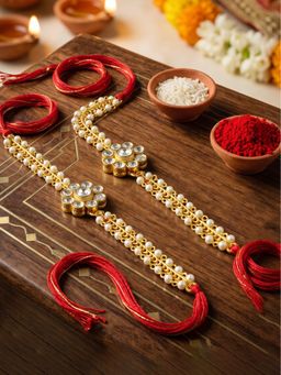 LUCKY JEWELLERY - Rakhi for Bhaiya/Bhabhi Red Thread Raksha Bandhan Rakhi (Pack of 2) (Pack of 2)