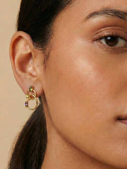 Nishani - Women Silver Dual Orbit Hoops