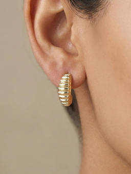 Nishani - Women Silver Ridges Huggies