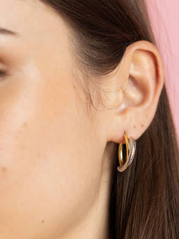 Nishani - Women Silver Dual-Tone Overlap Hoops