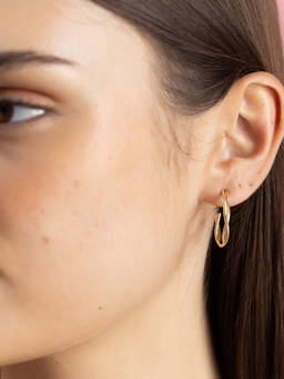 Nishani - Women Silver Dual-Tone Twisted Hoops