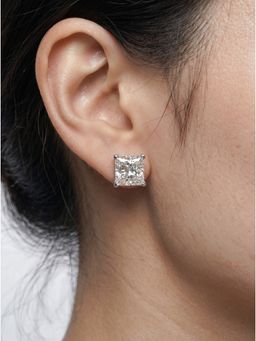 MINJI AND CO. - Princess Cut Solitaire 2 Ct Earrings Gold Plated Brass with CZ Stone