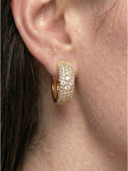MINJI AND CO. - Luxe Floral Bar Earrings Gold Plated Brass with CZ Stone