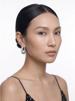 MINJI AND CO. - Starlight Crystal Hoops Gold Plated Brass with CZ Stone