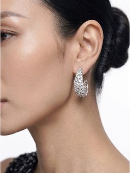 MINJI AND CO. - Curve Shiny Earrings Gold Plated Brass with CZ Stone
